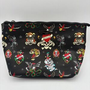 Ed Hardy Tattoo Print Cosmetic Bag Makeup Case Travel Pouch